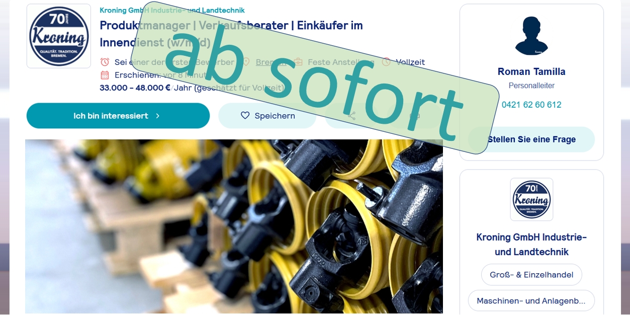 Ausschreibung Außendienst Landtechnik