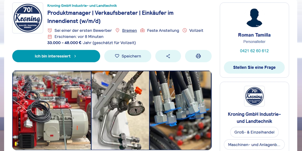 Ausschreibung Außendienst Industrietechnik